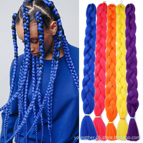 Wholesale Luminous Braiding Hair Jumbo Ombre Stretched Synthetic Hair Extensions Synthetic For Women Braiding Hair